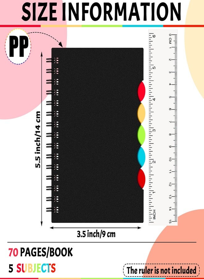 Spakon 3 Pack Mini Spiral Notebook Small Spiral Tabbed Notebook 5 Subject Divider Journal 5.5 x 3.5 Inches 140 Pages for Diary record Writing Home Office College Black PP Cover - Image 3